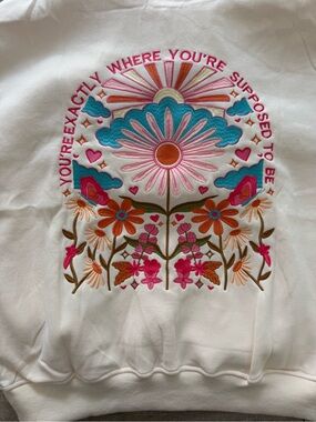 Y2K Floral You're Exactly Where You're Supposed To Be Letter Embroidered Hoodie